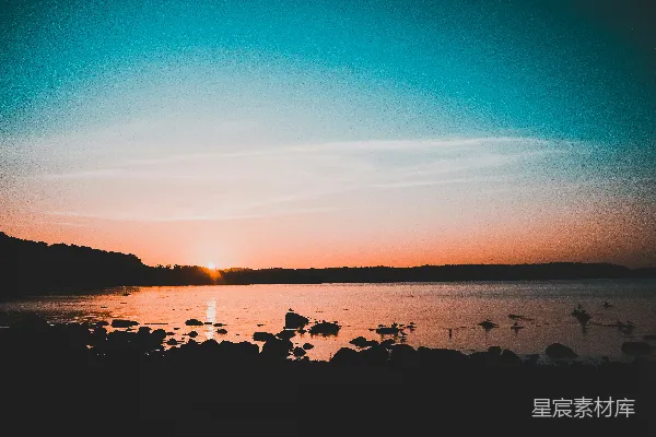 高清摄影 夕阳下的宁静海岸