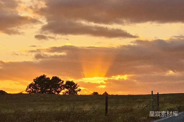 高清摄影 夕阳下的宁静田野