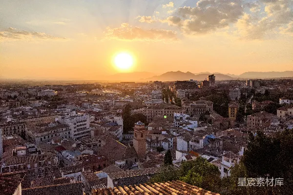 高清摄影 夕阳下的古城