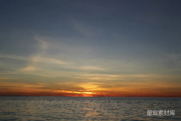 高清摄影 夕阳下的宁静海景