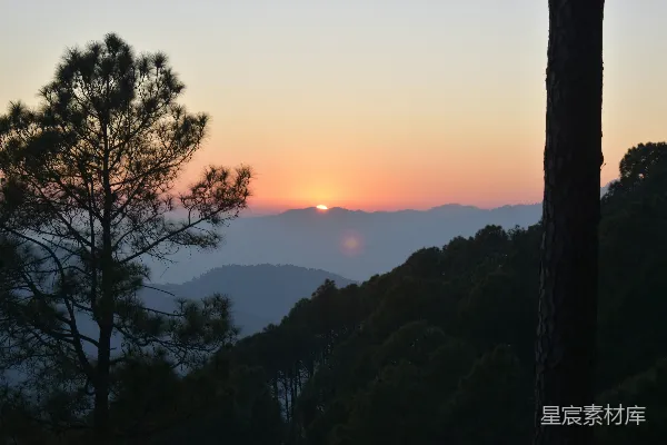 高清摄影 山间日落