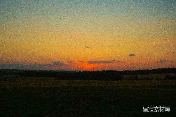 高清摄影 夕阳下的宁静田野