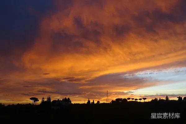 高清摄影 夕阳下的宁静村落