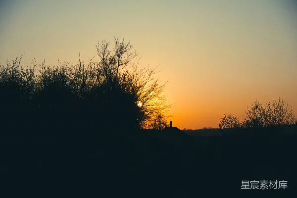 高清摄影 夕阳下的宁静乡村