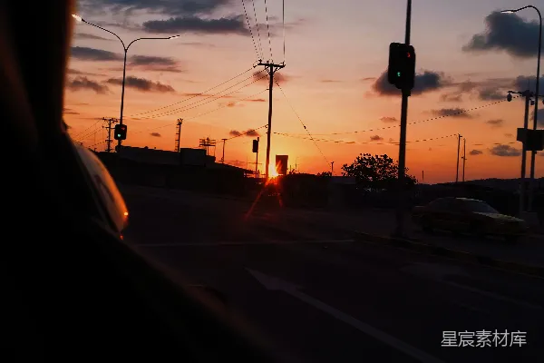 高清摄影 夕阳下的城市街景