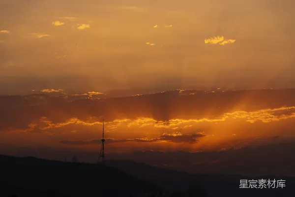 高清摄影 夕阳下的城市剪影