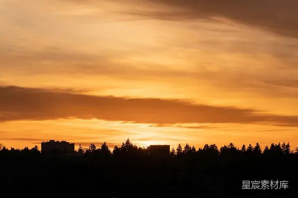高清摄影 夕阳下的城市剪影