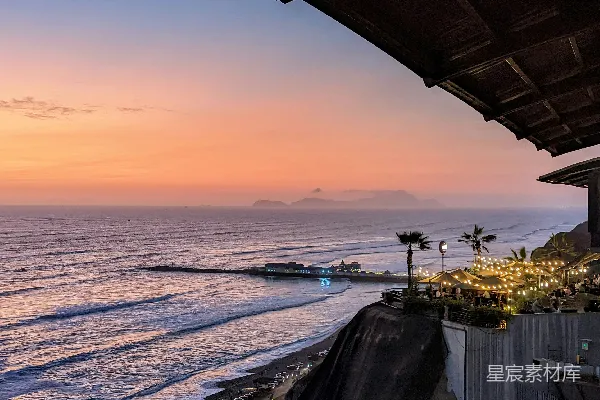 高清摄影 日落时分的海边悬崖