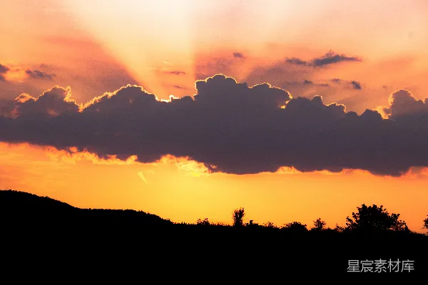 高清摄影 夕阳余晖下的田野