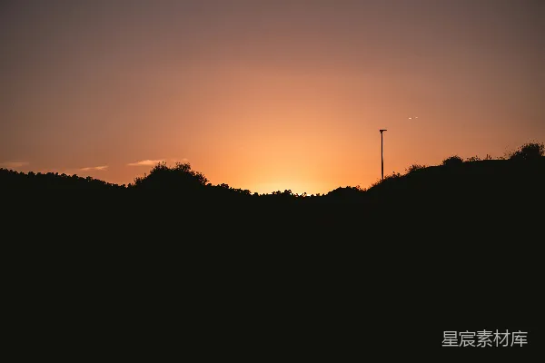 高清摄影 日落时的山丘剪影