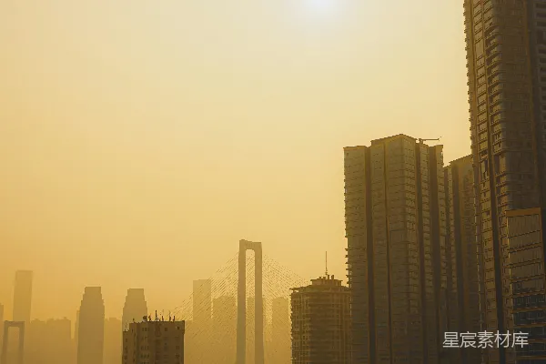 高清摄影 晨曦中的城市剪影