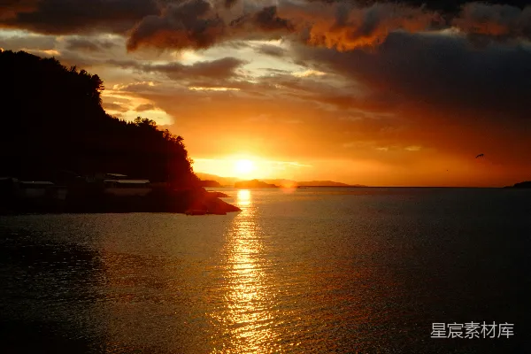 高清摄影 夕阳下的宁静海景