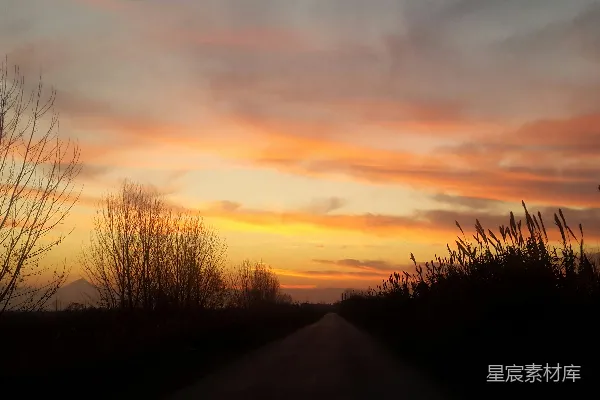 高清摄影 夕阳下的乡间小路