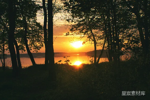 高清摄影 湖畔夕阳