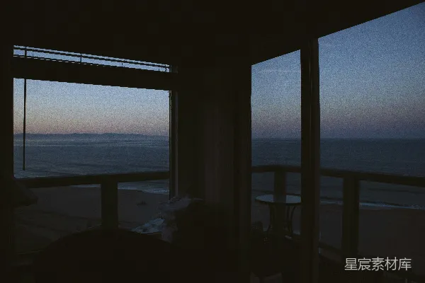 高清摄影 暮色中的海边阳台