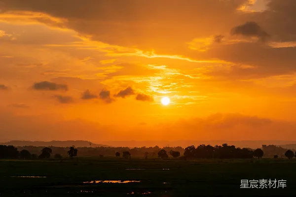 高清摄影 夕阳下的田野