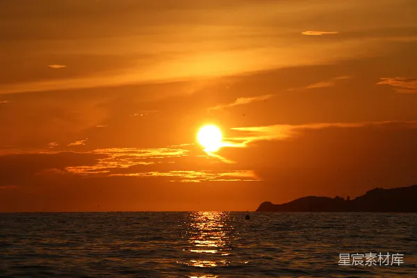 高清摄影 夕阳下的海平线