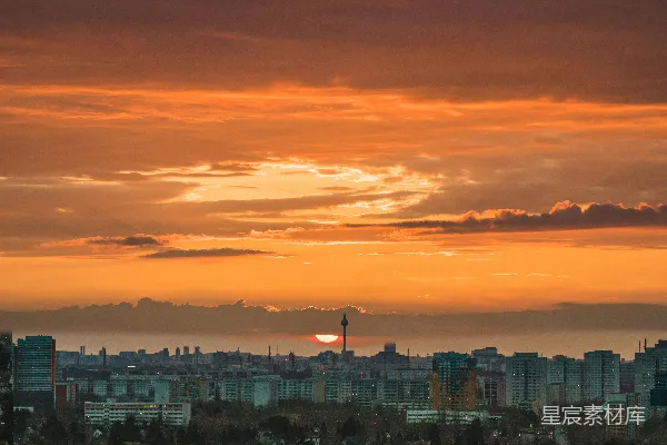 高清摄影 日落时的城市剪影