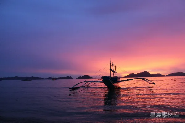 高清摄影 日落时分的宁静海港