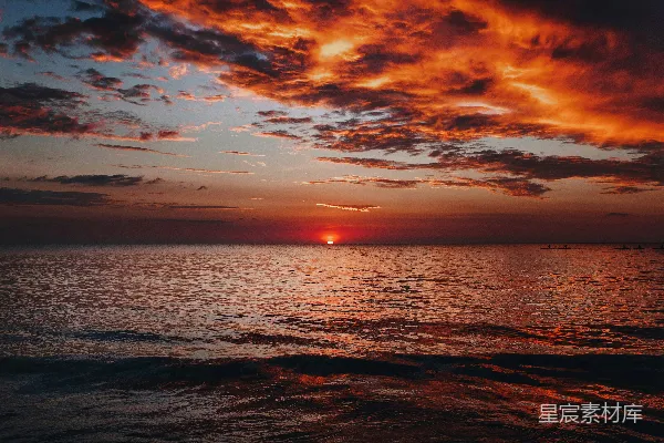 高清摄影 夕阳下的海洋