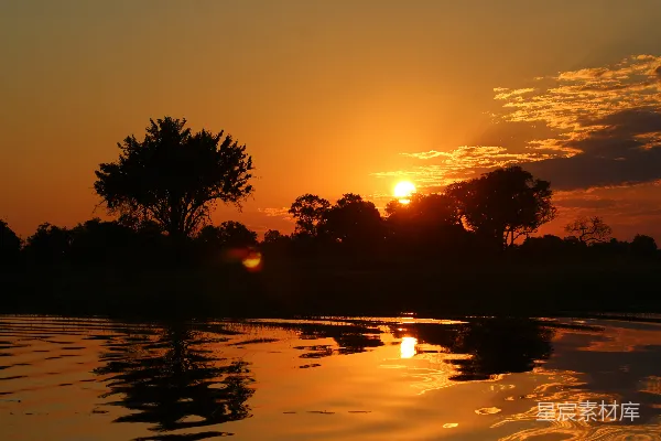 高清摄影 夕阳下的宁静湖畔