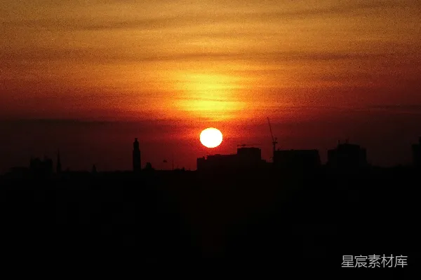 高清摄影 城市剪影中的夕阳