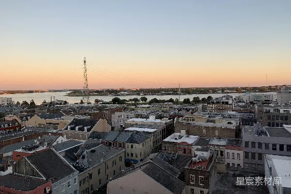 高清摄影 夕阳下的城市全景