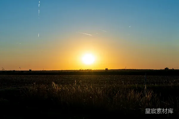 高清摄影 夕阳下的田野