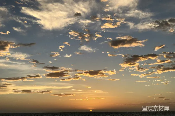 高清摄影 夕阳下的海平线