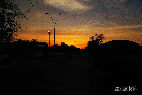 高清摄影 夕阳下的城市街景