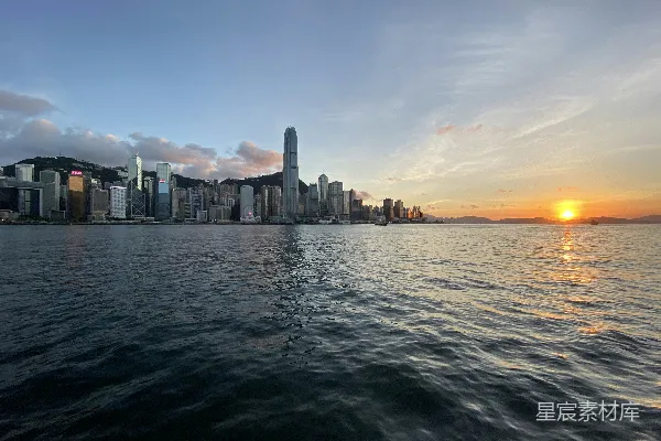 高清摄影 日落时分的维多利亚港
