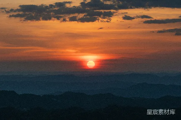 高清摄影 山间夕阳