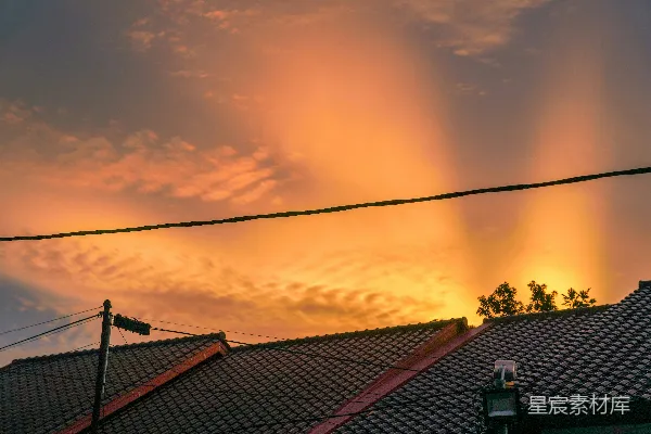 高清摄影 夕阳下的屋顶