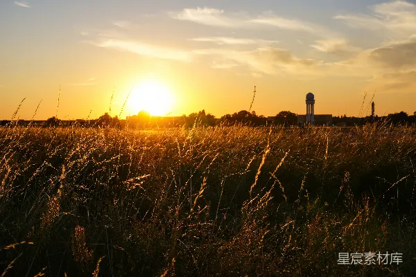 高清摄影 夕阳下的田野