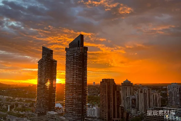 高清摄影 城市日落剪影