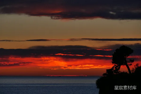 高清摄影 日落海景剪影