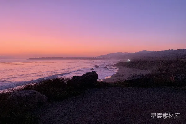 高清摄影 夕阳下的海岸线