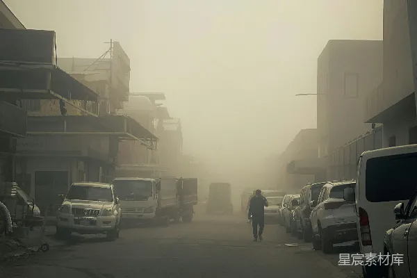 高清摄影 沙尘暴中的街道