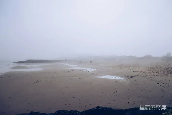 高清摄影 雾中的海滩