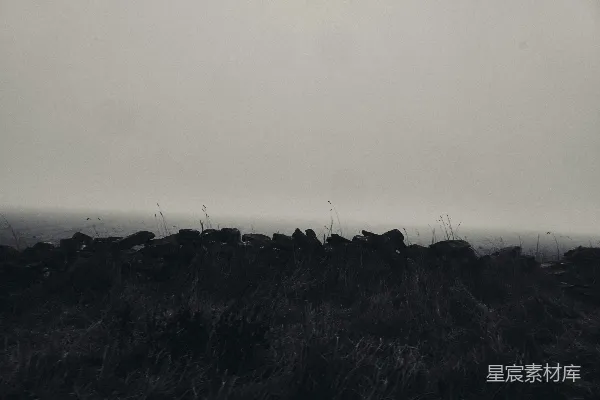 高清摄影 雾中石墙