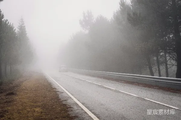 高清摄影 雾中森林公路