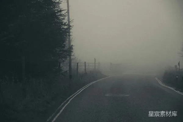 高清摄影 雾中乡村小路