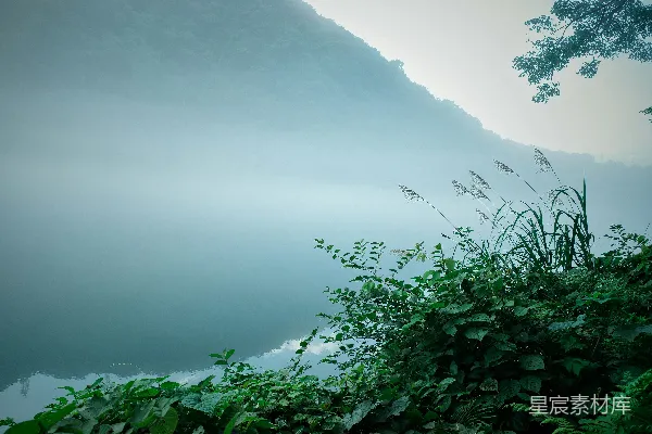 高清摄影 雾中的宁静湖畔