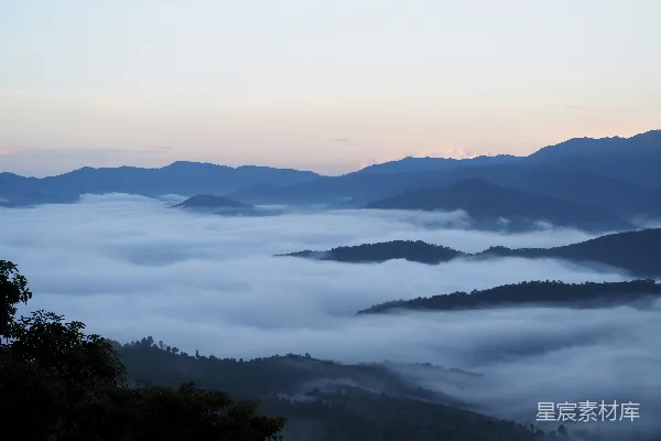 高清摄影 山间云海晨景