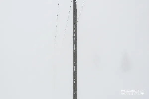 高清摄影 雪中的电线杆