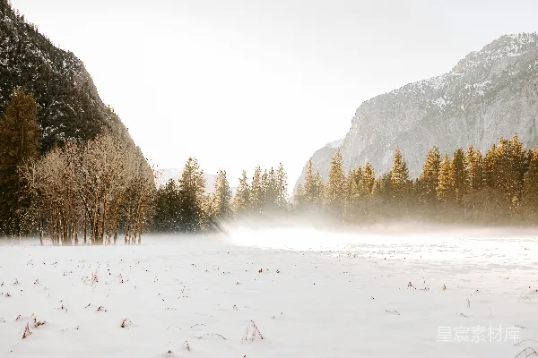 高清摄影 冬日山间晨雾