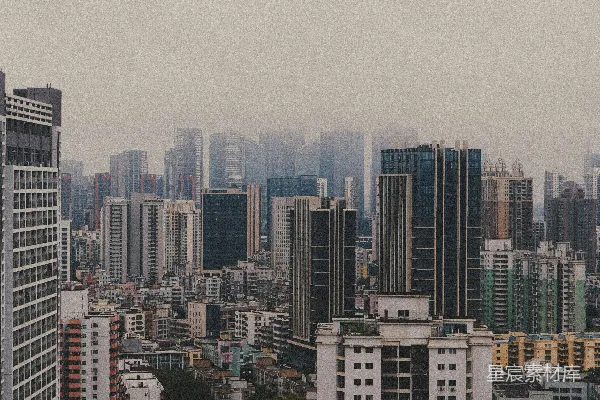 高清摄影 朦胧中的城市天际线