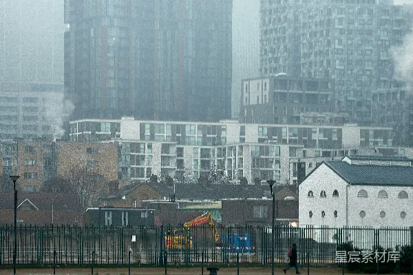 高清摄影 雾中的城市与飞鸟