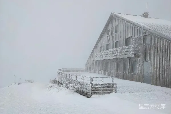 高清摄影 雪中的木屋
