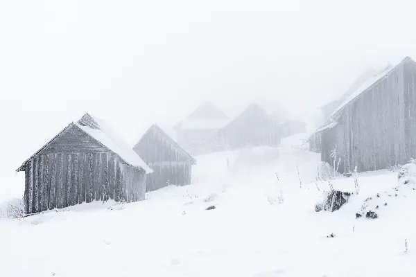 高清摄影 雪中静谧的木屋